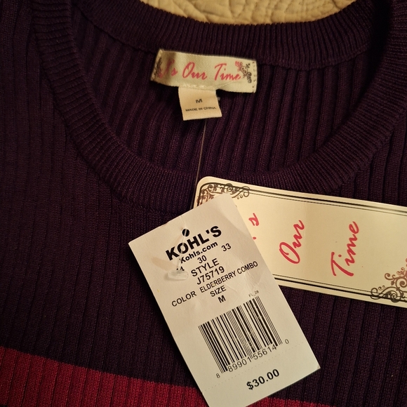 NWT It's Our Time Multicolor Striped Long Sleeve Top - Picture 2 of 6